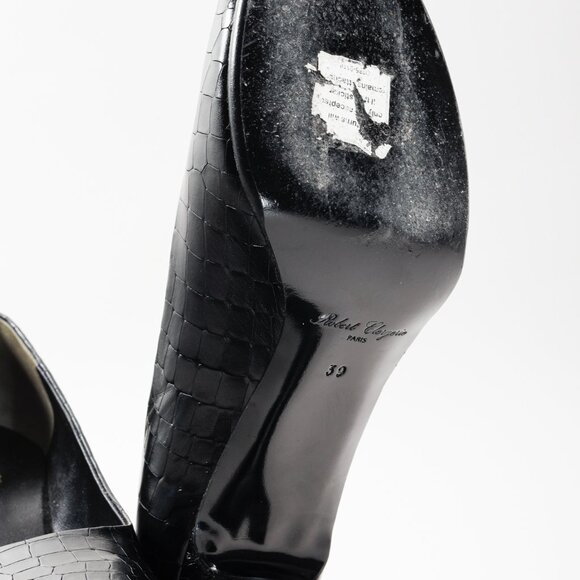 Robert Clergerie Black Croc Embossed Heels - Picture 5 of 9